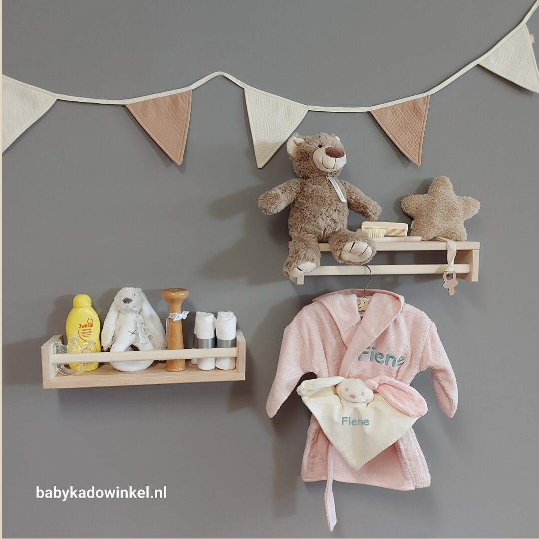 Voorbeeld Badjas Soft Pink met knuffeldoekje met naam