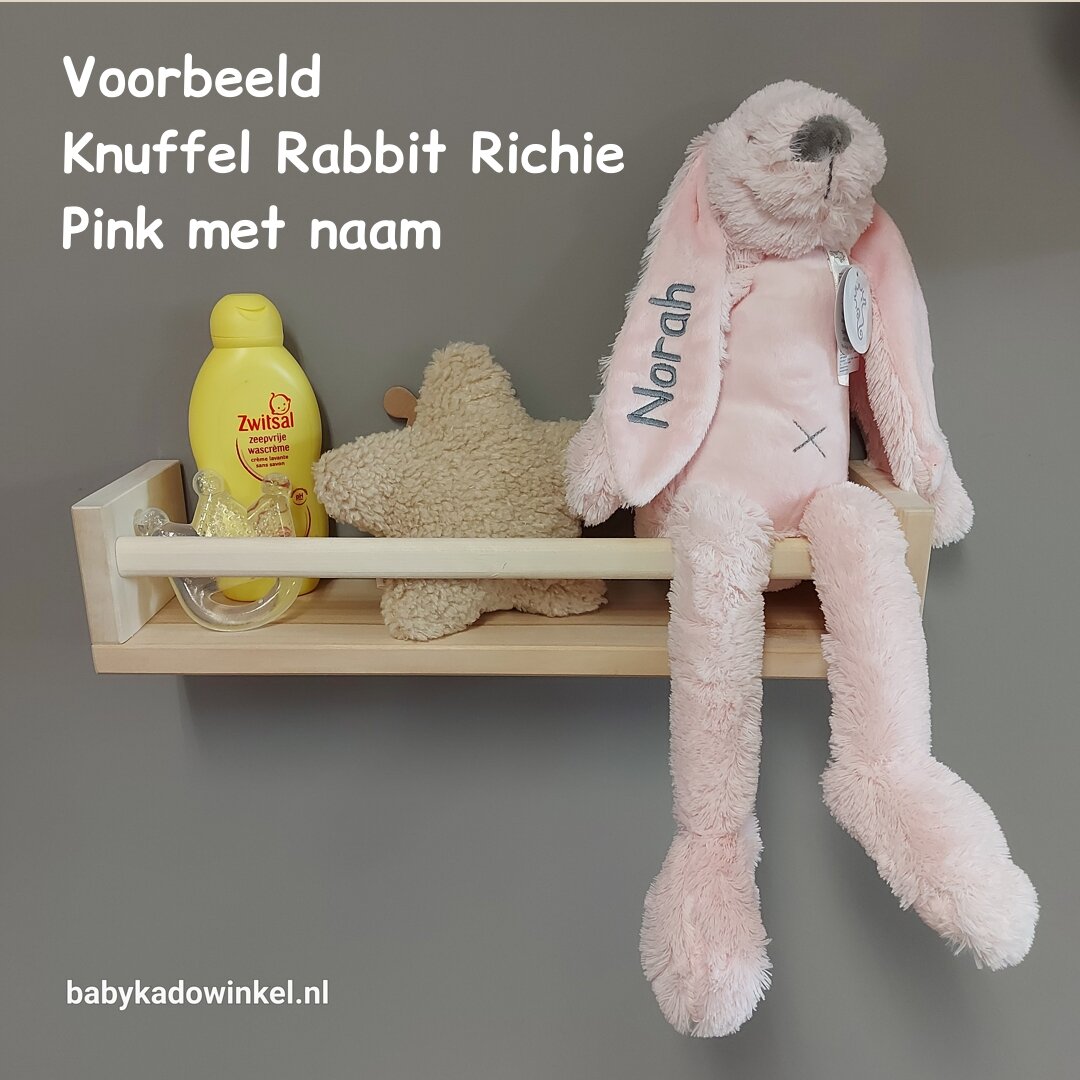 Voorbeeld Knuffel Rabbit Richie Pink met naam Norah