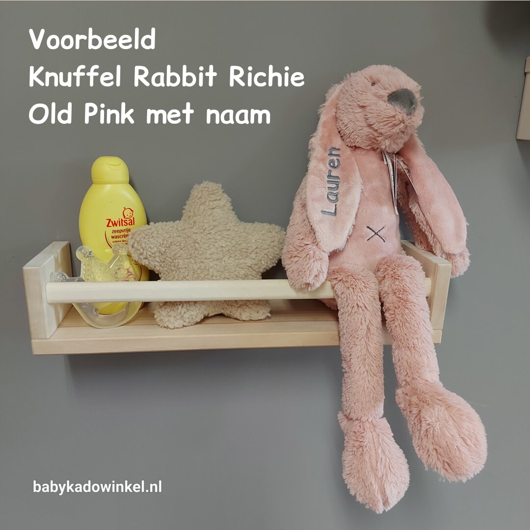 Voorbeeld Knuffel Rabbit Richie Old Pink met naam Lauren