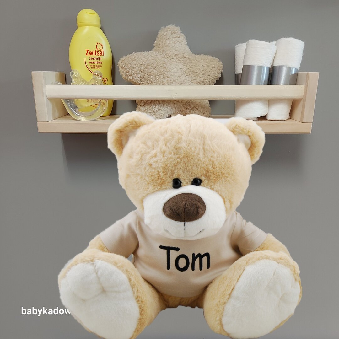 Knuffel Beer Boris 45 cm met naam op shirtje