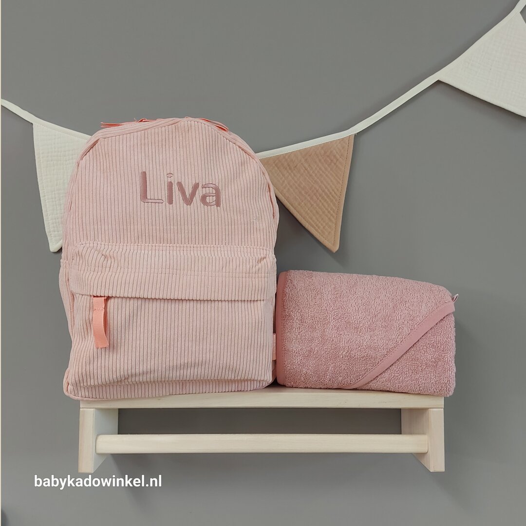 Rugtas Babycadeauset Pink met naam