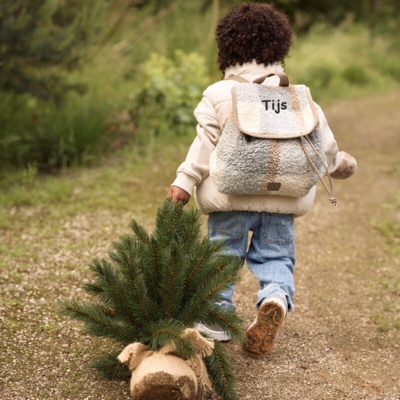 Rugtas Babycadeauset Jollein Check Boucle met naam