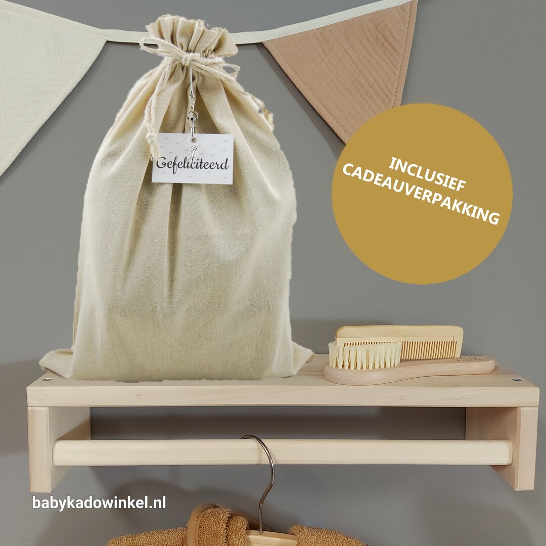 Rugtas Babycadeauset Jollein Colourblock Naturel met naam