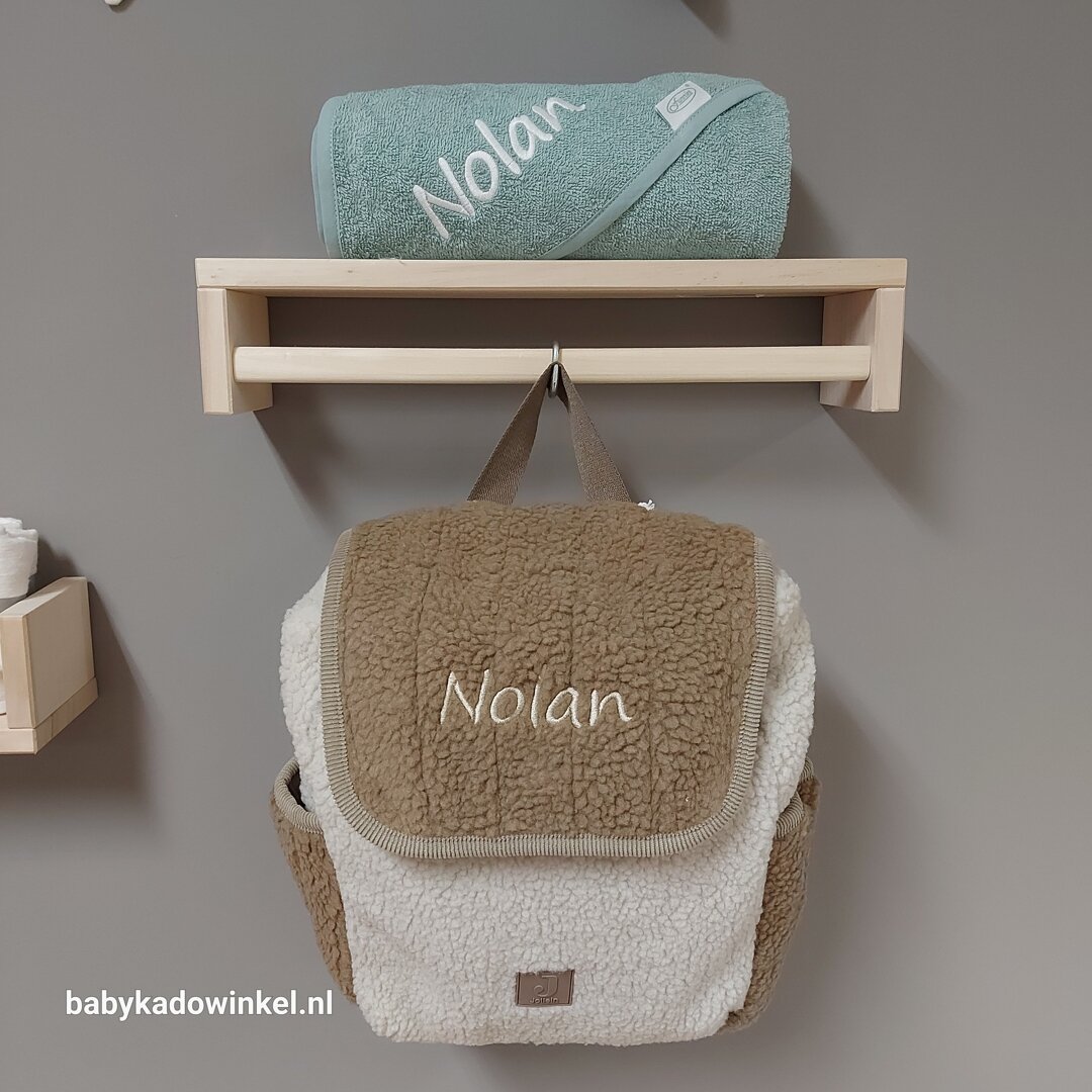 Rugtas Babycadeauset Jollein Colourblock Naturel met naam