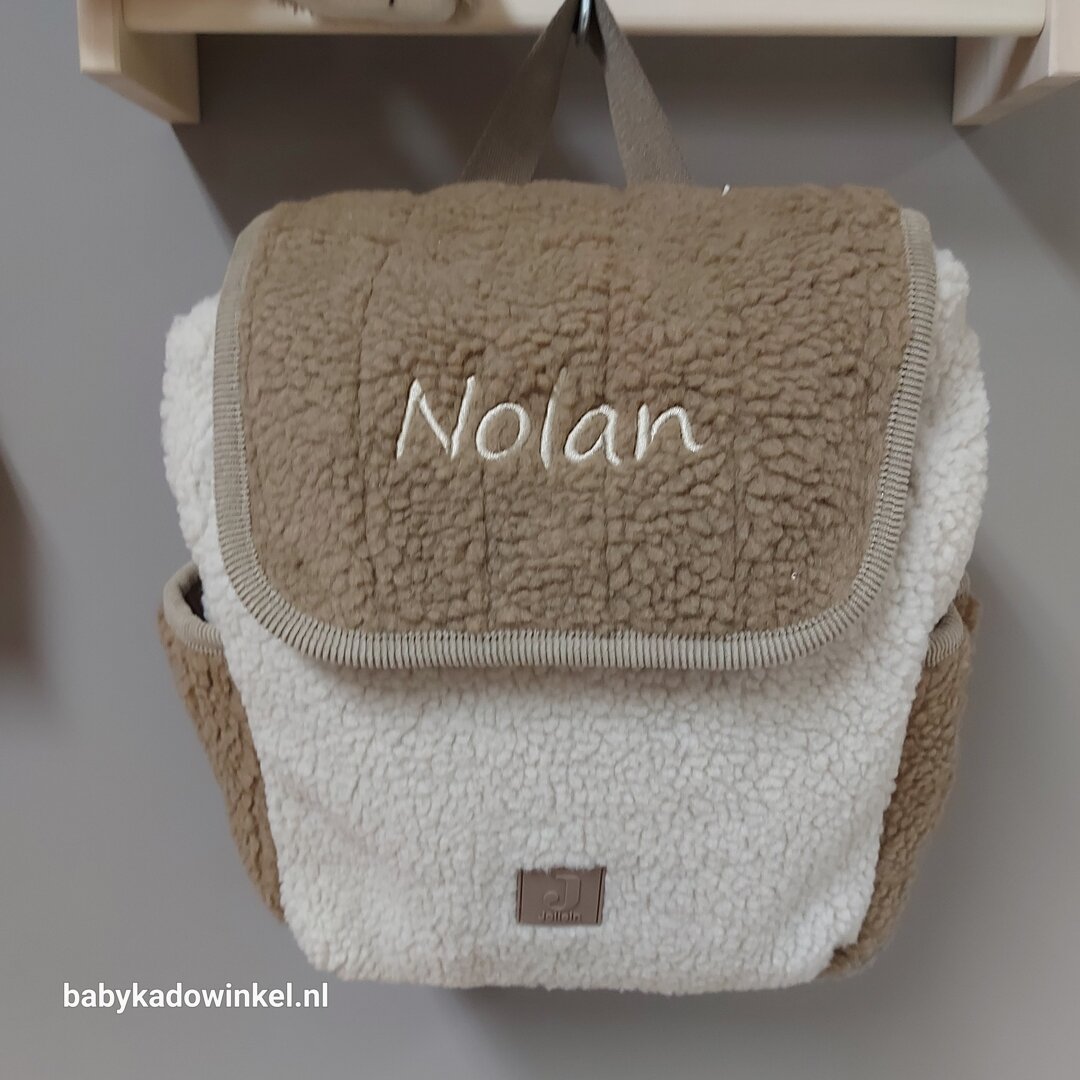 Rugtas Babycadeauset Jollein Colourblock Naturel met naam