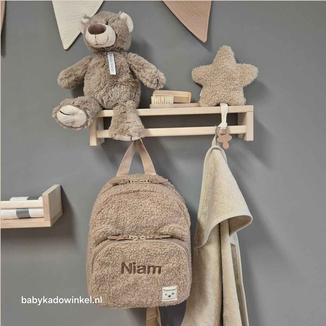 Rugtas Babycadeauset Porto Beary Excited Beige met naam