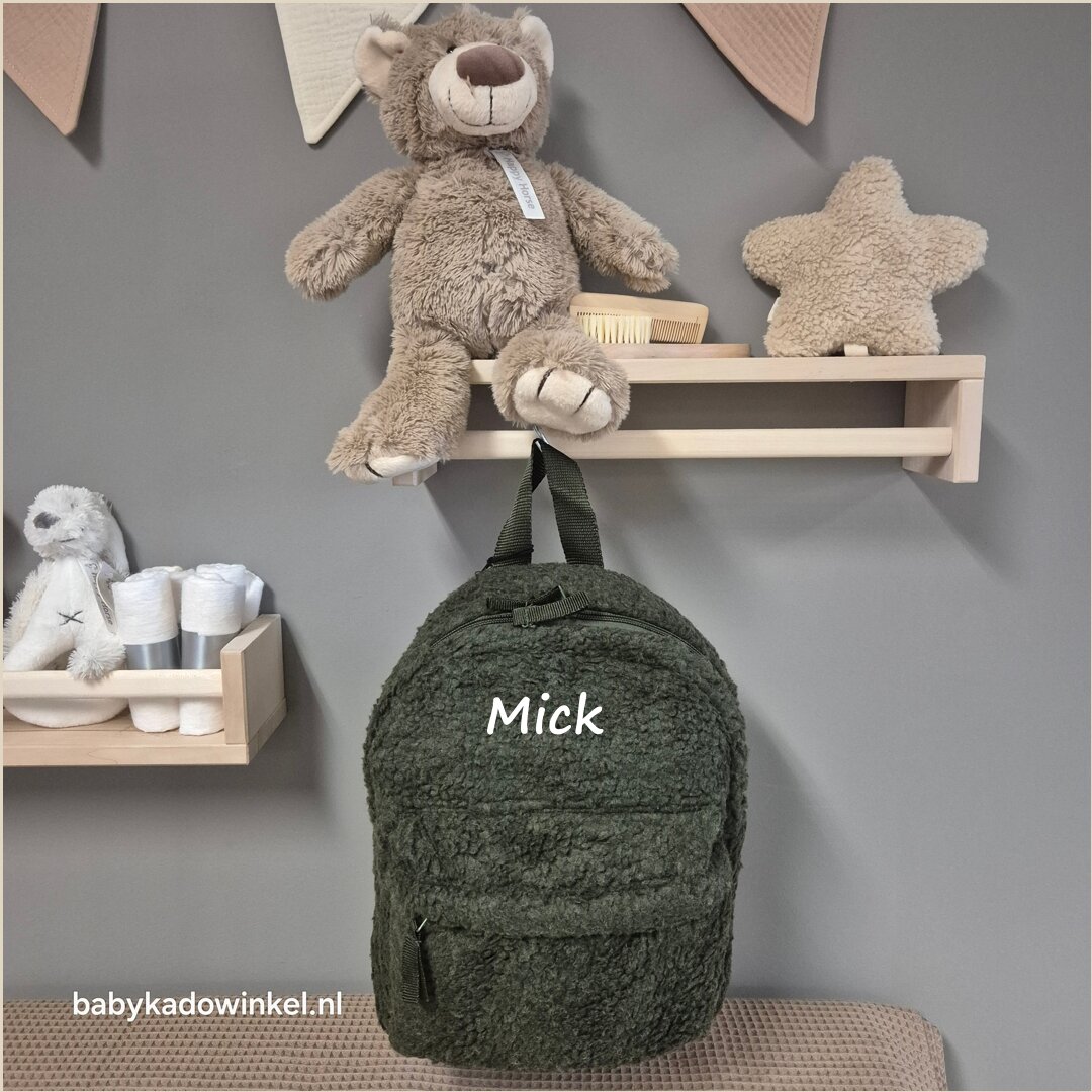 Rugzak Pret Be Soft and Kind Army Green met naam