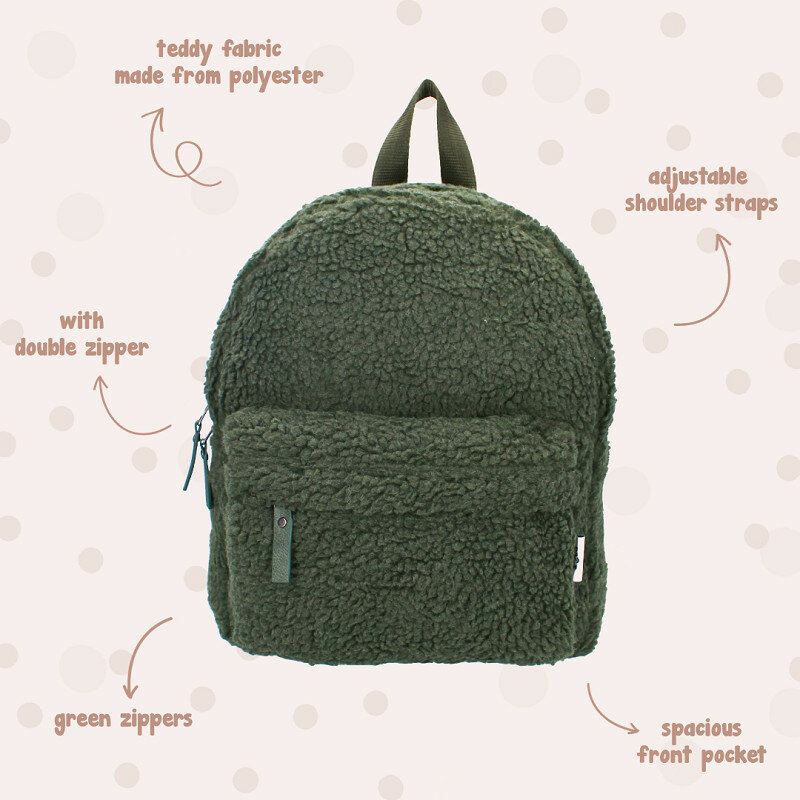 Rugzak Pret Be Soft and Kind Army Green met naam