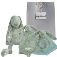 Baby cadeau Rabbit Richie stonegreen met naam