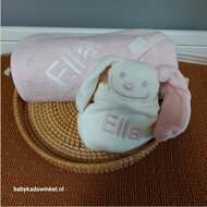 Badcape Soft Pink met knuffeldoekje met naam