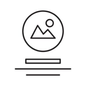 Pictogram van afbeelding met horizontale lijnen eronder voor tekstweergave of artikelindeling