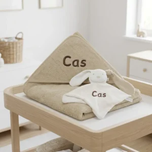 Badcape Cream knuffeldoekje gepersonaliseerd