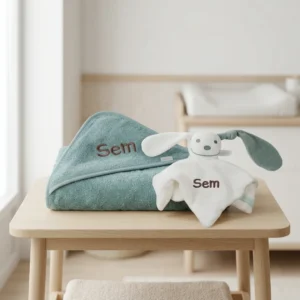 Badcape Stonegreen knuffeldoekje gepersonaliseerd
